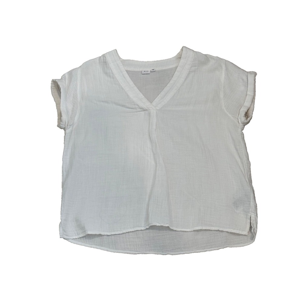 GAP Women's Cotton Muslin V-Neck Lightweight Blouse White Size Small